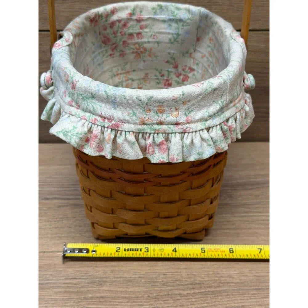 Longaberger Mothers Day Basket 2001 Vintage Blossoms Cloth Liner Plastic Insert